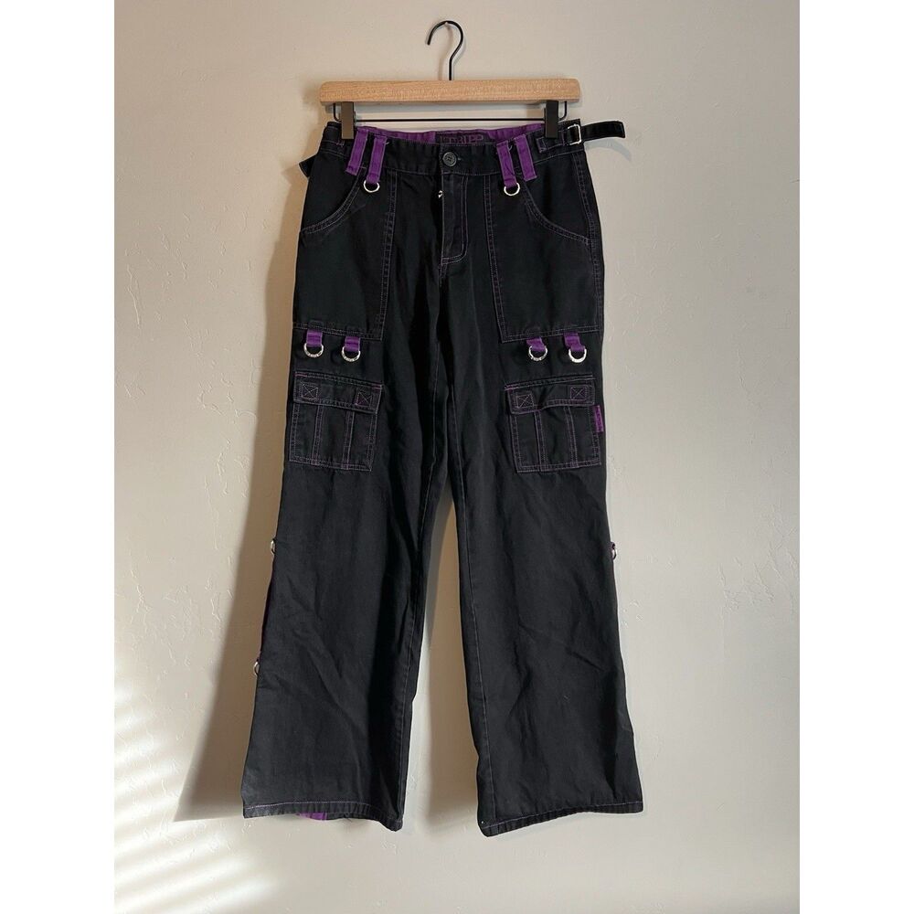Tripp NYC Bondage Pants Vintage Y2K Wide Leg Chains Flares Zippers Goth Size 5